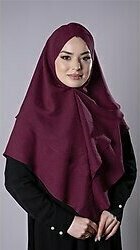Bordo Pratik Hazır Geçmeli Tesettür Eşarp Pamuk Caz Kumaş Çift Katlı Çapraz Hijab 2304 16