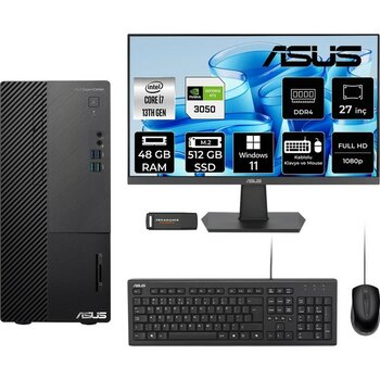 Asus Expertcenter D500ME i7 13700 RTX 3050 Masaüstü Bilgisayar 48GB RAM 512GB SSD 27" FHD Win11 Pro + Per4 USB D500000I713700P965