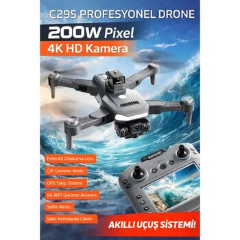 Qifit C29S Profesyonel Drone Gps’li Optik Akış Sabitleme 4K Kamera Akıllı Uçuş Sistemi - Gri