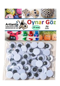 Oynar Göz Siyah 10 Mm 50 Li 1 Paket Oynayan Göz 10Mm Hobi Tasarım Anasınıfı Kreş Etkinlik Elişi