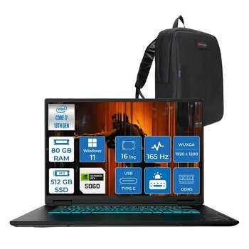 Gıgabyte Gamıng A16cvh Intel® Core™ I7-13620H Ddr5 80Gb 512Gb Ssd 16Inç 8Gb/Rtx5060 Ips Wuxga (1920X1200) 165Hz, 300Nıts Wındows11pro Gaming Laptop Wa16cvhp33+Zettaçanta