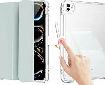 Fogy Açık Yeşil Apple iPad Pro 13 Inç M4 2024 Uyumlu PC TPU Mikro Fiber Tablet Kılıfı