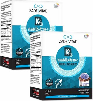 Zade Vital D3 K2 (MK-7) VİTAMİN VE KETEN TOHUMU YAĞI DAMLA (20ml) x 2 adet
