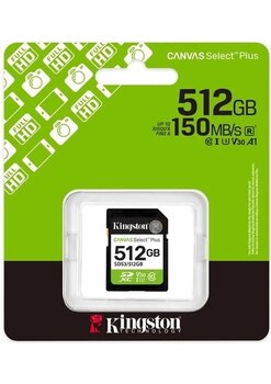 Kıngston 512Gb Canvas Select Plus Gen3 Sdxc Uhs-I U1 V10 150Mb/S Class10 Hafıza Kartı Sds3/512Gb