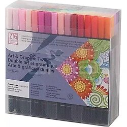 Zig Art Graphic Twin Brush Pen Çift Uçlu Çizim Kalemi 80'li Set TUT-80/80V