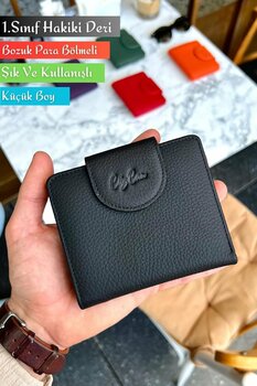 CüzCan Miosa Siyah Hakiki Deri Kadın Cüzdan Ufak Boy Şık ve Kullanışlı