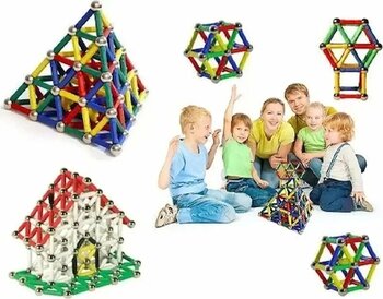 Magnastix 185 Parça 3+ Yaş 185 Parça Manyetik Bloklar Manyetik Lego Seti