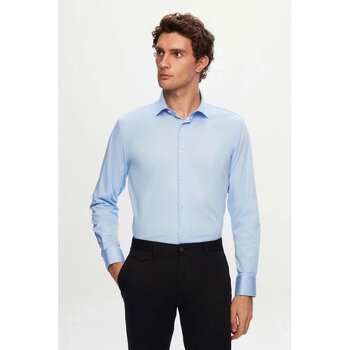 D's Damat Slim Fit Mavi Sıfır Yaka M Uzun Kol Gömlek