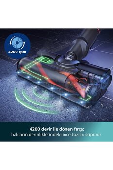Philips En hızlı , 25,2 V, Aqua Plus 8000 Serisi Kablosuz Dikey Süpürge 0,6 Litre , LED BAŞLIK