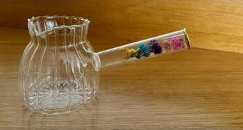 Cam Cezve, Dayanıklı, Dekoratif Çiçek Saplı, Şeffaf