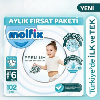 Molfix Premium 6 Numara Extra Large 102'li Bebek Bezi