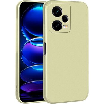 Case 4U Xiaomi Redmi Note 12 Pro 5G Kılıf Kamera Korumalı Klasik Mat Renkli Yumuşak Premier Silikon Altın