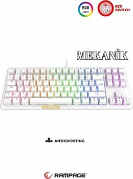 Rampage Red Switch Rainbow TKL Kablolu Mekanik RGB Oyuncu Klavye