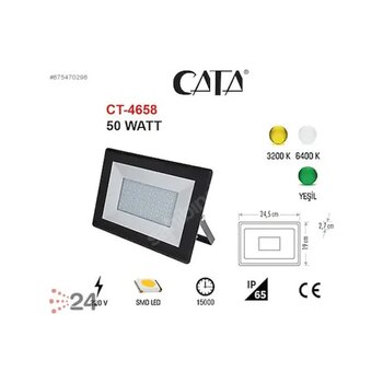 Cata Ct-4658 50w Slim Led Projektör(beyaz)