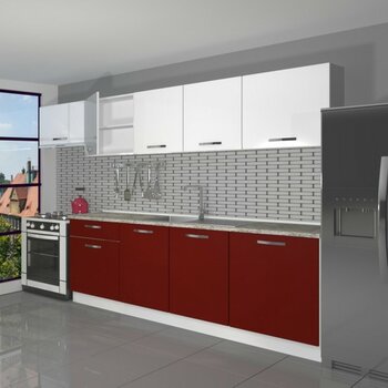 Decoraktiv Smart 280 MDF Hazır Mutfak Dolabı - Tezgah Dahil - Bordo - Beyaz