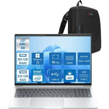 Hp Elitebook 8 G1I Intel® Core Ultra 7 255U 80GB Ddr5 512GB SSD 16" Wuxga (1920X1200) IPS 300NIT WIN11PRO Taşınabilir Bilgisayar C9FG8ETP22+ZETTAÇANTA