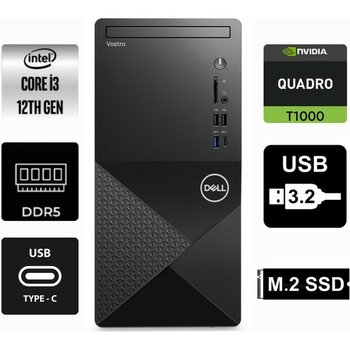 Dell Vostro 3030MT I3-12100 N6001VDT3030MT-0169 24GB 512GB Quadro T1000 4gb Windows 11 Pro Masaüstü Bilgisayar