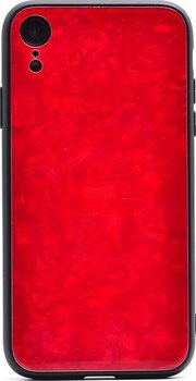 Cepustik Telefon Aksesuarları iPhone Xr Kılıf Mermer Desenli Marbel Cam Silikon Kılıf - Kırmızı