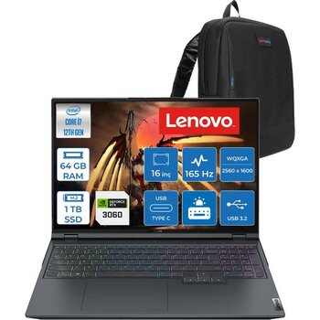 Lenovo Legion 5 Pro Intel Core I7 12700H 64GB 1tb SSD 6GB/RTX3060/140W 16" Wqxga (2560X1600) IPS 500NITS 165Hz Windows 11 Home Gaming Bilgisayar 82...