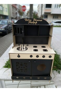 Dekorobi Ahşap Oyuncak Mutfak Seti Çocuk Oyun Evi - Fırınlı Evye Ocaklı Mutfak Montessori