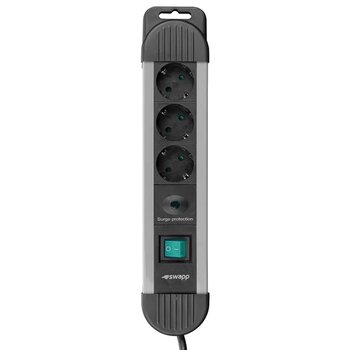 S-Lınk Swapp Spgks03 1.5M 3G1.5mm2 900 Joule 3-Lü Akım Kor. Gri Priz Çoklayıcı