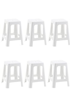 Papatya Mercan Plastik Tabure - Bahçe Balkon Taburesi Beyaz (6 ADET)