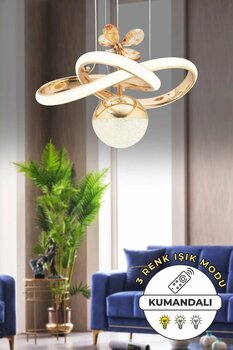 Capella Aydınlatma Bella Kumandalı 3 Renk Işık Özellikli Dimmerli Modern Kaplama Sarkıt Led Avize Salon Mutfak Avize