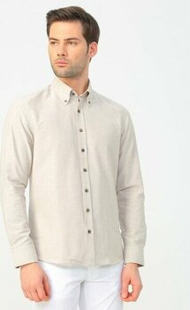 Altınyıldız Classics Erkek Bej Slim Fit Dar Kesim Düğmeli Yaka Pamuklu Oxford Gömlek - M