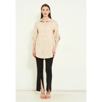 Modatalika Kadın Taşlı Gömlek - Bej - 38