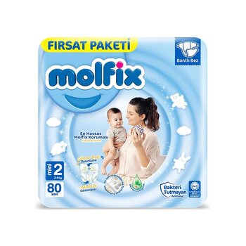 Molfix Fırsat Paketi 2 Numara Mini Bantlı Bebek Bezi 80 Adet