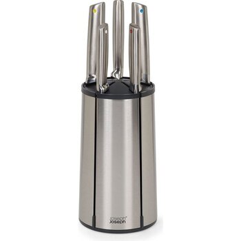 Elevate - Çelik Bıçak 5 Parçalı Set, Döner Paslanmaz Çelik Bıçak Bloğu, Paslanmaz Çelik Bıçaklar, Parmak Izine Dayanıklı Kaplama ve Kaymaz Taban, M...