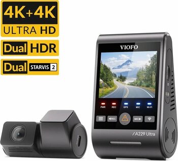 Viofo A229 Ultra 2 Kameralı Ön ve Arka 4K+4K Sony Starvis 2 Sensörlü Dual HDR Wi-Fi 6 GPS'li Araç Ka
