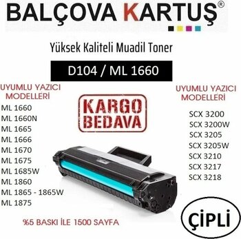 Samsung D104 1500 Sayfa Siyah Uyumlu Samsung Scx 3218 Toner