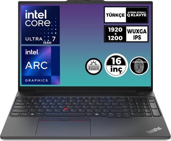 Lenovo ThinkPad E16 Gen 2 Ultra 7 155H 16GB 512GB SSD 16" WUXGA Fdos Dizüstü Bilgisayar 21MA002UTX