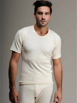 Hasyün Erkek Kısa Kol Yün Fanila - Doğal Termal Üst İçlik /7009 - M - Krem