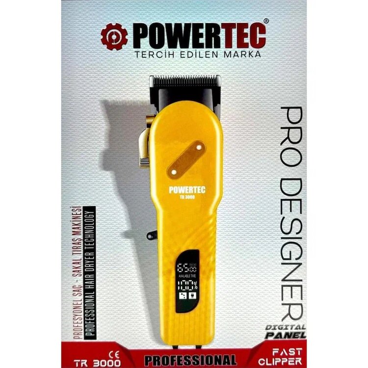 Powertec TR-3000 8 Başlık Sarı 0,8 mm Minimum Kesim 3.7 v/DC Saç Sakal Tıraş Makinesi