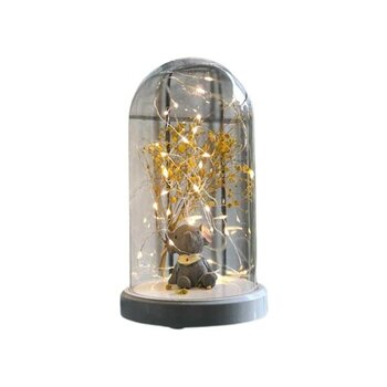 By Lamp Işıklı Fanus Çantalı Fil Figürlü Lamba Beyaz Taban