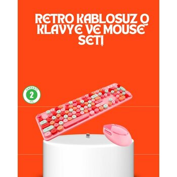Retro Tarz Bluetooth 5.1 Klavye – Win/osx/android/ios Uyumlu - Çok Renkli