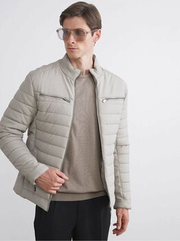 LC Waikiki Bej Slim Fit Dik Yaka Erkek Deri Görünümlü Mont 2XL Beden