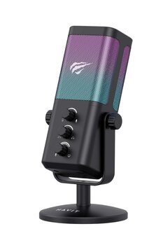 Havit RGB Profesyonel Yayıncı Mikrofonu 192kHz 24Bit Hi-Fi Dahili Ses Kartlı