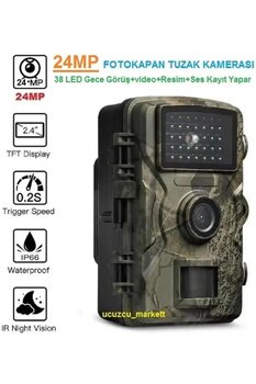 24 Megapixell Fotokapan - 38 LED Gece Görüşlü Video + Resim + Ses Kayıt Yapar