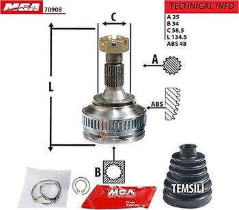 MGA 70908 Aks Kafası Dış 207 308 07- 3008 5008 Partner II 06- / Xsara C3 Picasso Berlingo II