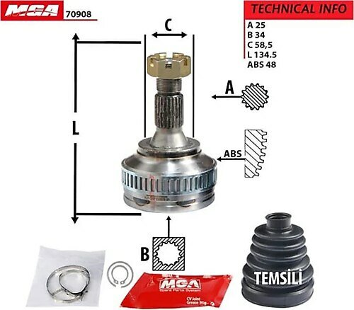 MGA 70908 Aks Kafası Dış 207 308 07- 3008 5008 Partner II 06- / Xsara C3 Picasso Berlingo II