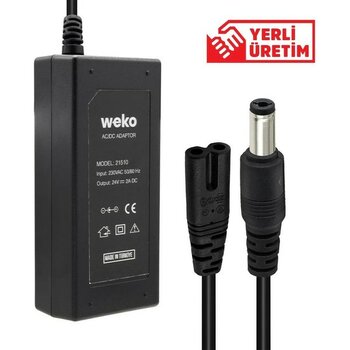 Weko 24 Volt - 2 Amper Plastik Kasa Masaüstü Adaptör 5.5 x 2.5 Uç - 24 V - Siyah