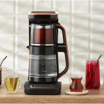 Karaca Çaysever Robotea Pro 4 In 1 Konuşan Otomatik Premium Cam Çay Makinesi Su Isıtıcı Filtre Kahve - Siyah