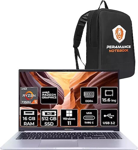 Asus Vivobook 15 M1502 NJ022W 15.6 inç AMD Ryzen 5 7530U 16 GB 512 GB SSD AMD Radeon Graphics Windows 11 Professional
