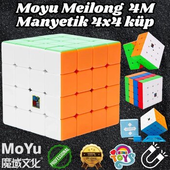 Orijinal Moyu Meilong 4X4 Manyetik Küp 4M - Moyu Speed Cube - Moyu 4X4 Zeka Küpü - Zeka Küpü - Magnetic Cube