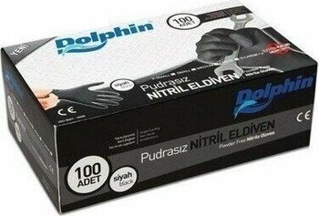 Dolphin Siyah Pudrasız Nitril Ekstra Kalın Eldiven (Xl) 100'LÜ x 10 Paket - 1 Koli - XL