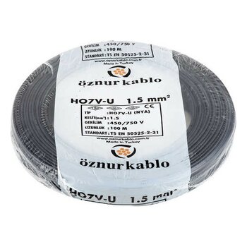 Öznur 1,5 mm Nya Kablo - 100 Metre - Siyah