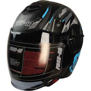 Ebakbak  Motosiklet Yarım Kask Double Güneş Vizörlü Siyah Ece Sertifikalı Abs Material Motor Kaskı Turkuaz - M